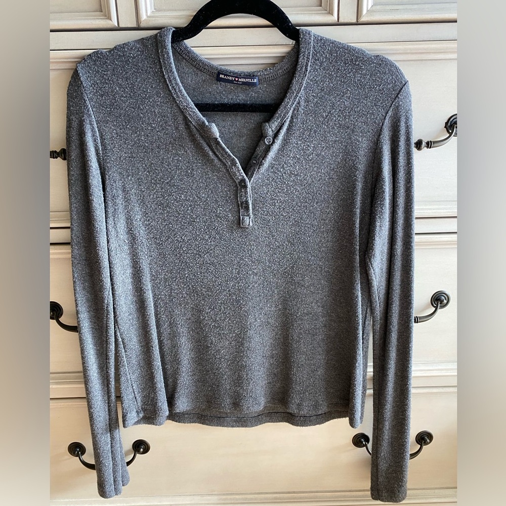 Brandy Melville Gray Button-up Long Sleeve